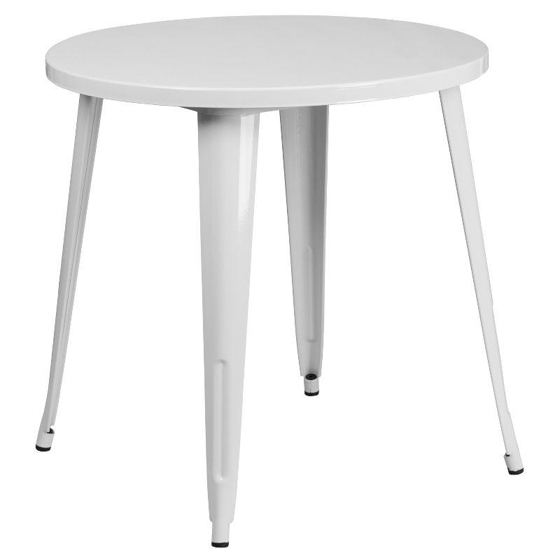 30" Round White Metal Dining Table Set with 2 Chairs