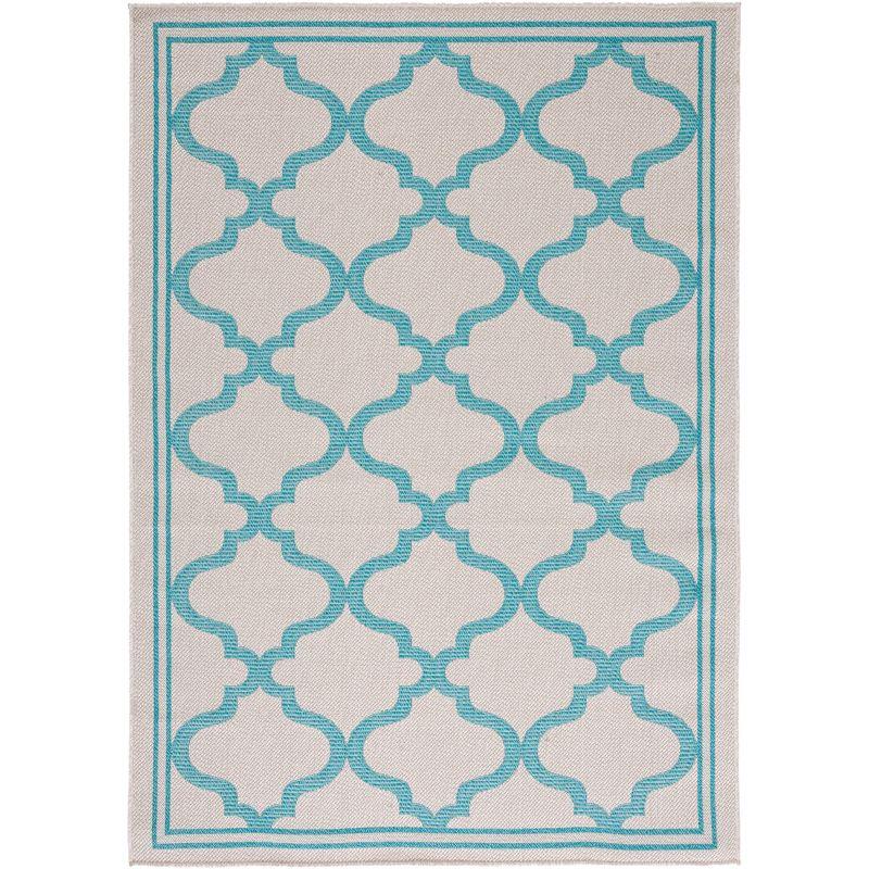 Bermuda BMU810 Power Loomed Indoor/Outdoor Machine Washable Accent Rug - Beige/Aqua - 3'x5' - Safavieh
