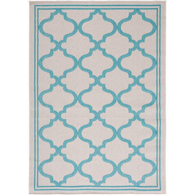 Aqua Geometric Easy-Care Synthetic Outdoor Area Rug 3' x 5'