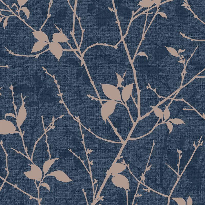 Boutique Belle Navy and Copper Wallpaper Sample