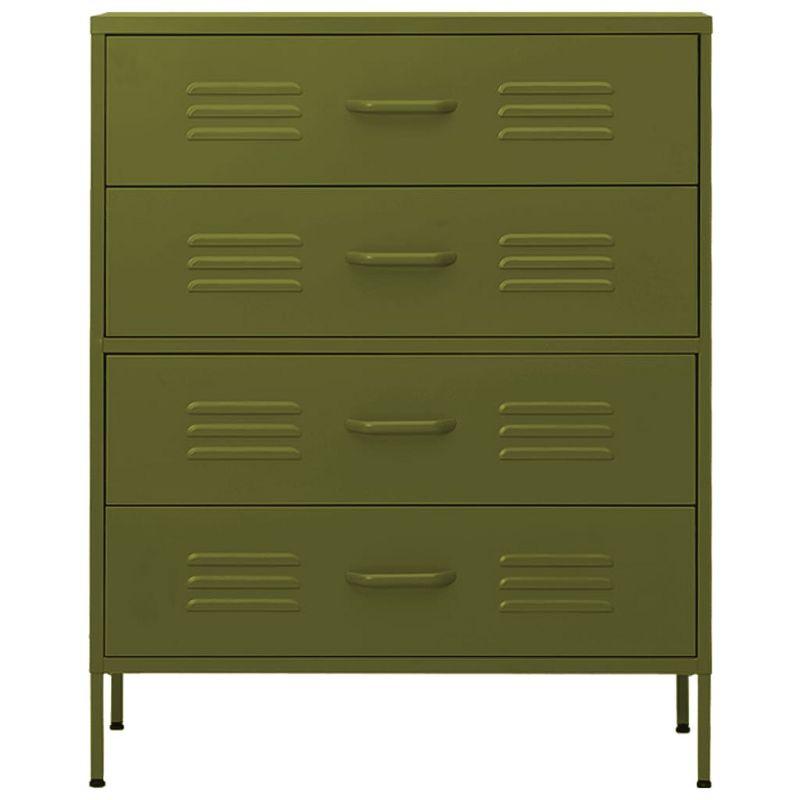 vidaXL Chest of Drawers Olive Green 31.5Inchx13.8Inchx40Inch Steel