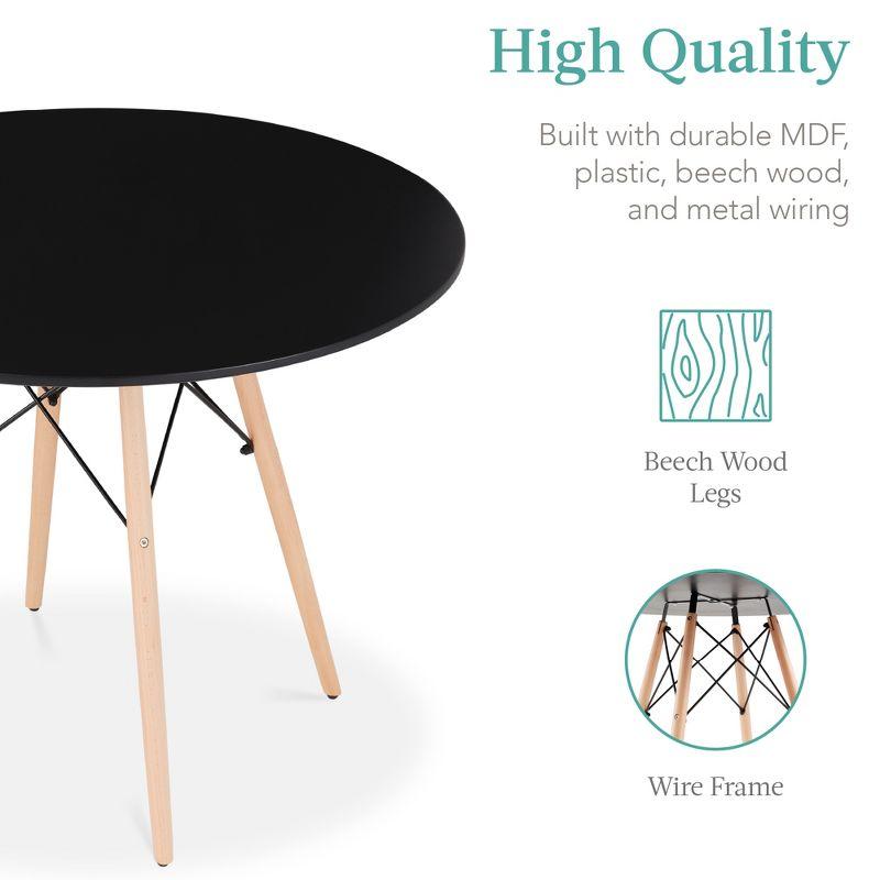 Best Choice Products 5-Piece Compact Mid-Century Modern Dining Set w/ 4 Chairs, Wooden Legs - Black/Oak
