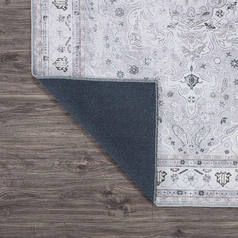 World Rug Gallery Transitional Medallion Machine Washable 2'1"x3' Gray Area Rug