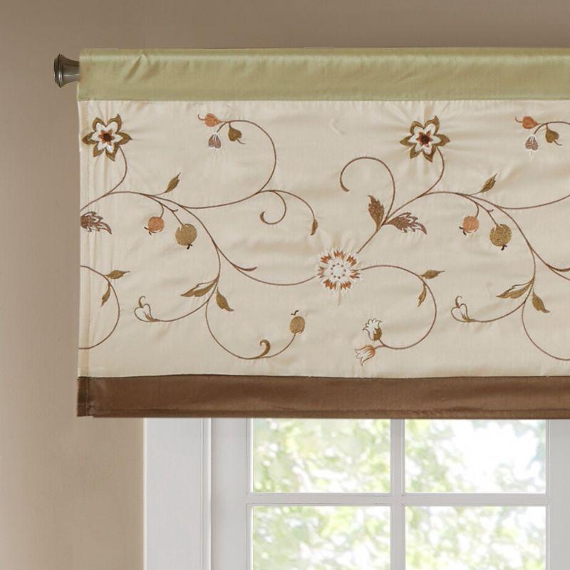 Madison Park Serene Floral Embroidered 50'' W Single Window Valance