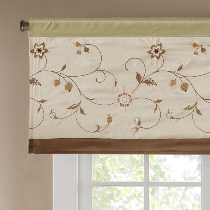 Serene Floral Embroidered 50'' W Window Valance