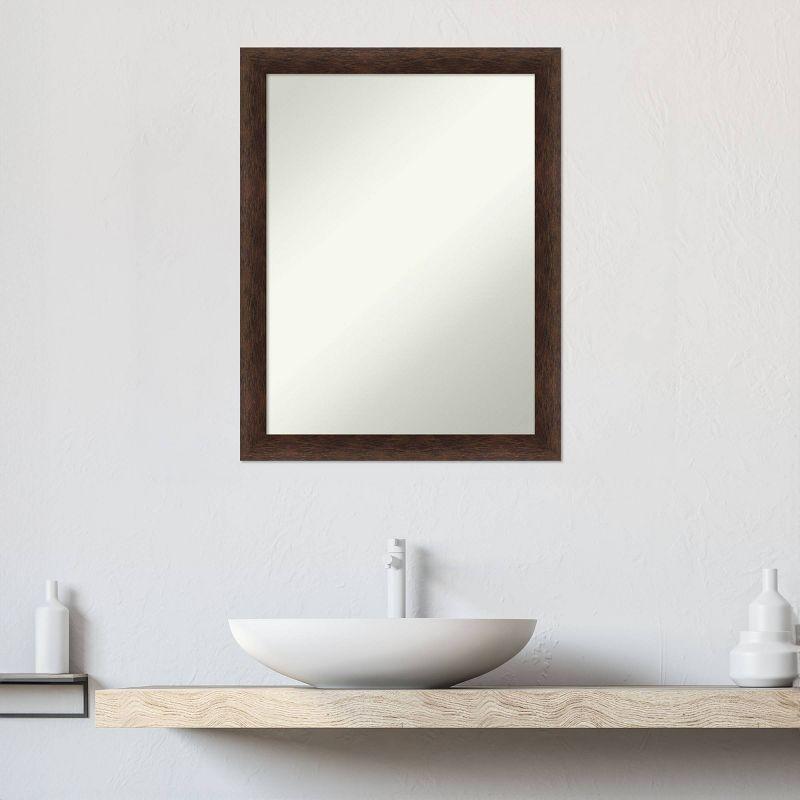 21"x27" Non-Beveled Narrow Wood Bathroom Wall Mirror Warm Walnut - Amanti Art: Modern Rectangular Vanity, Wall Mounted, Includes Hardware