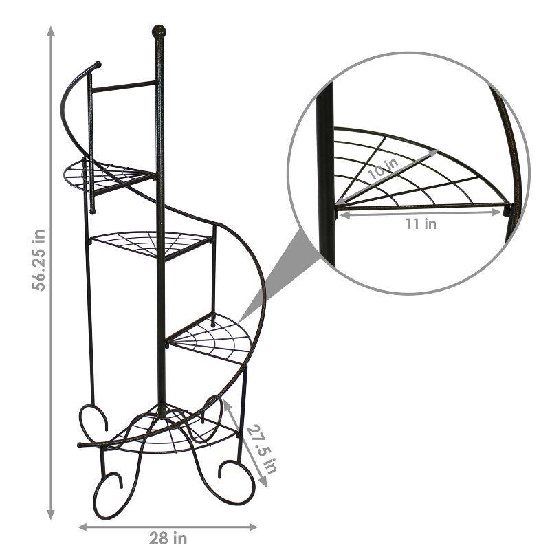 Sunnydaze Indoor/Outdoor Iron Metal 4-Tiered Potted Flower Plant Stand with Spiral Staircase Design - 56" - Black - 2pk