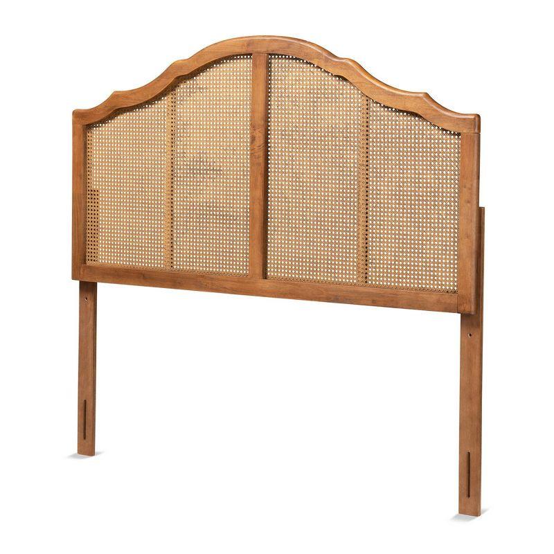 Ash Walnut Wood and Rattan King Size Arched Headboard