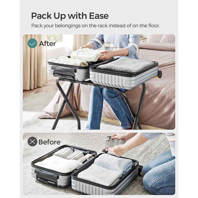 BINO Luggage Rack, Pack Of 2, Luggage Racks For Guest Room, Suitcase Stand, Steel Frame, Foldable, For Bedroom, Black