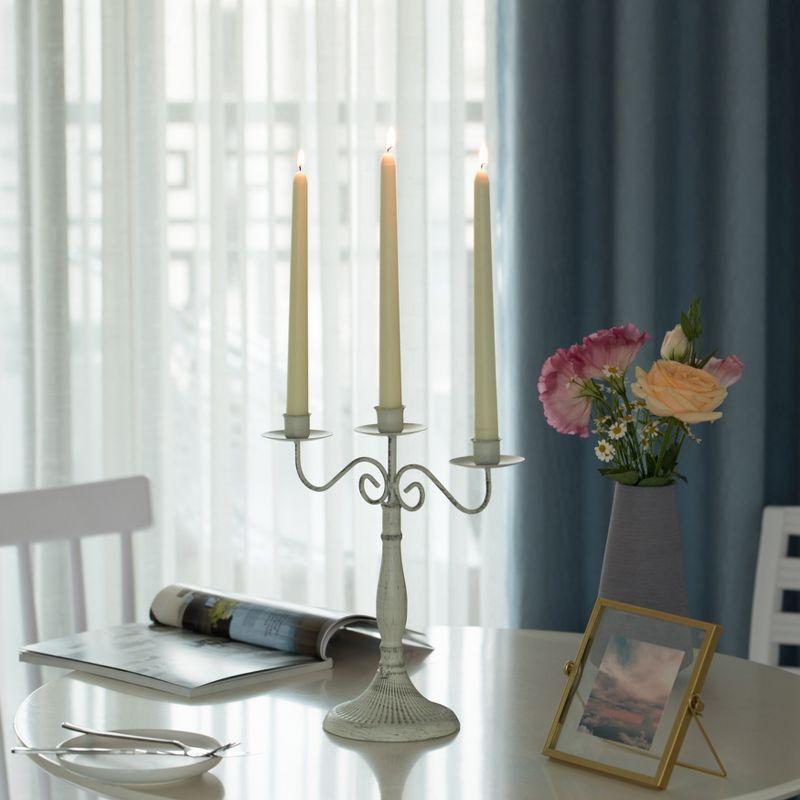 Fabulaxe Antique 12" Distressed 3 Arm Metal Candelabra for Dining Room, Entryway, Kitchen and Vanity