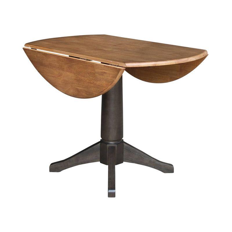 42" Alexandra Pedestal Dining Table with Dual Drop Leaf - International Concepts: Rubberwood Construction