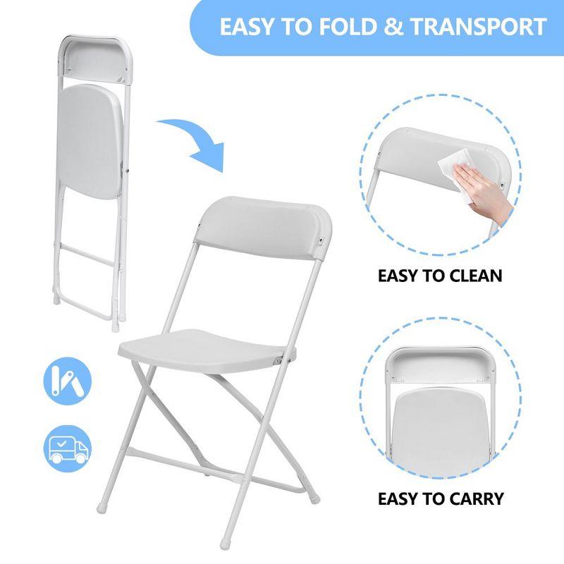 SUGIFT Plastic Folding Chair 350lb Capacity Seat Set of 10, White