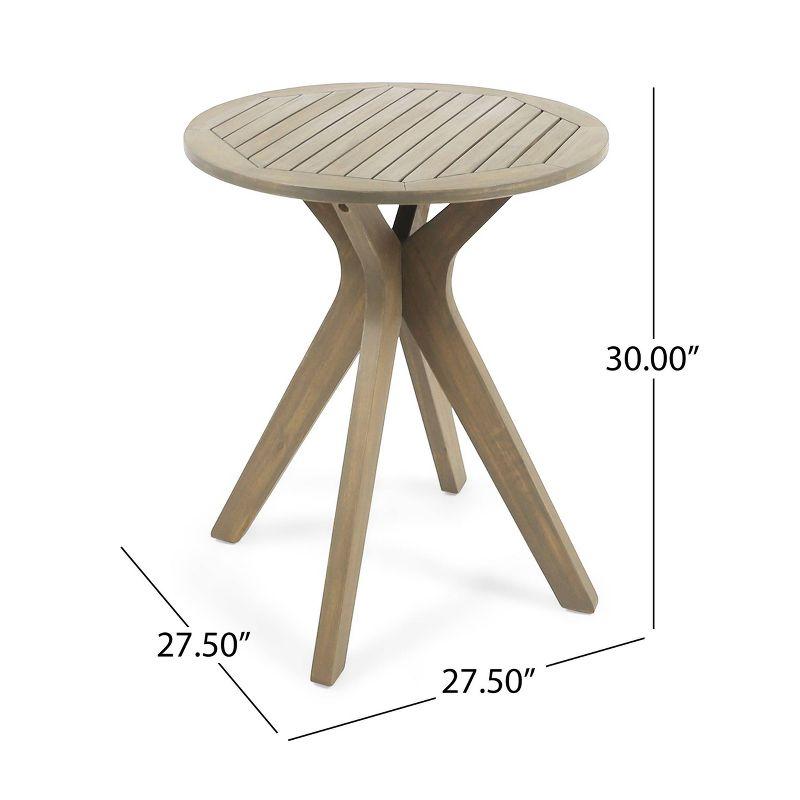 Stamford Round Acacia Wood Bistro Table with X Legs - Gray - Christopher Knight Home: Weather-Resistant, Patio Dining