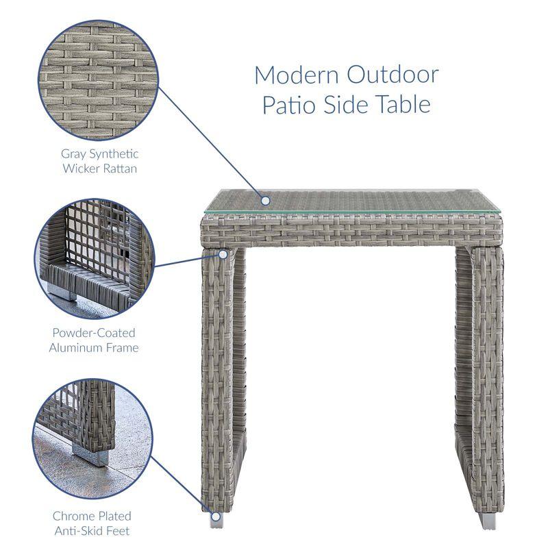 Modway Aura Outdoor Patio Wicker Rattan Side Table - Gray