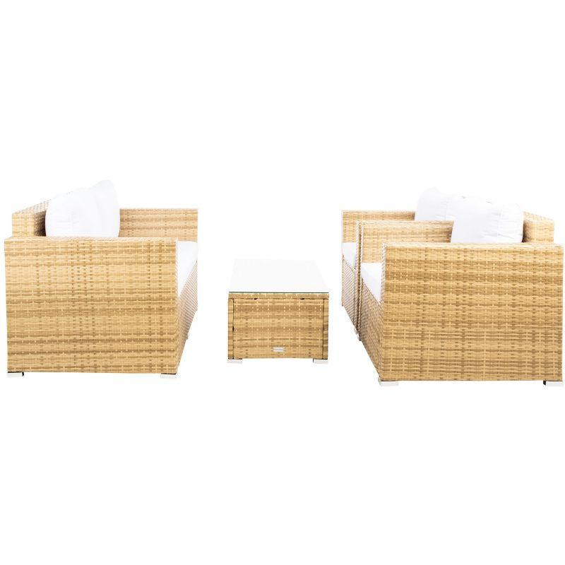 Machie 4Pc Living Set - Indoor/Outdoor - PAT7508 - Natural/White - Safavieh