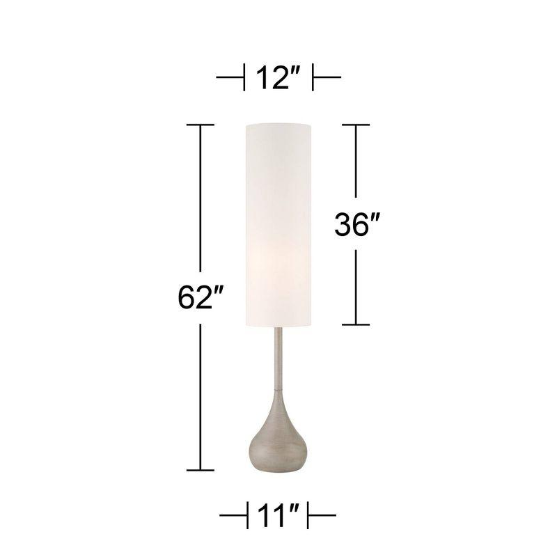 Possini Euro Design Moderne Mid Century Modern 62" Tall Standing Floor Lamp Droplet Foot Switch Natural Gray Metal Living Room Bedroom House Reading