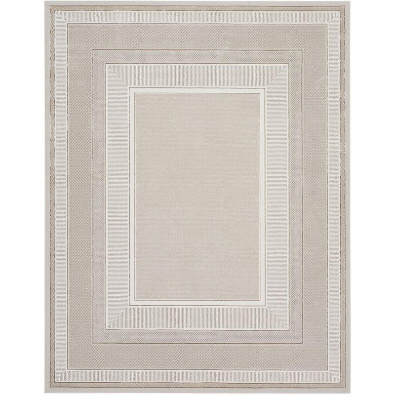 Ivory Geometric 8' x 10' Synthetic Rectangular Area Rug