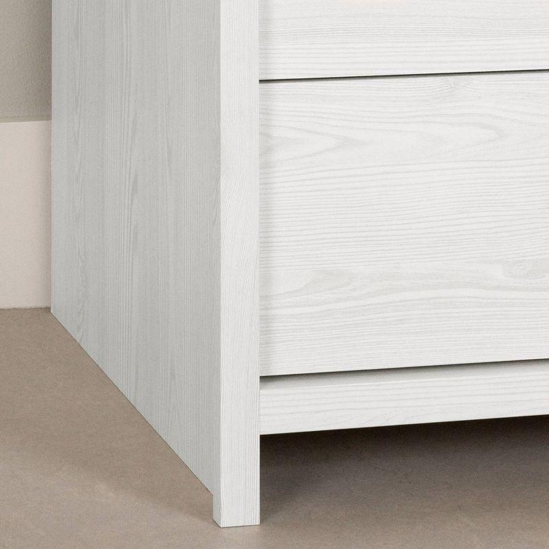 South Shore Chest White Pine: 5-Drawer Storage, Modern Farmhouse Style, Metal Handles, Laminate Surface