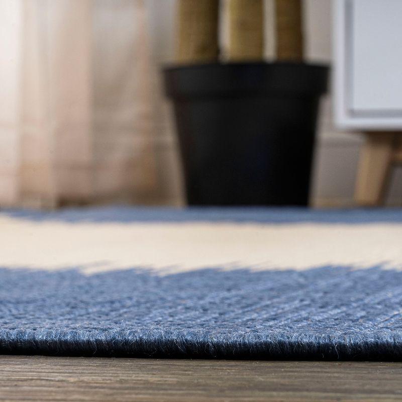 Coastal Stripe Denim Blue and Beige 8' x 10' Synthetic Area Rug