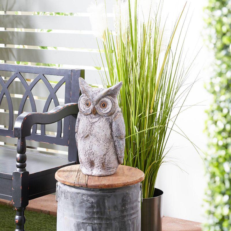 17" x 9" Magnesium Oxide Country Owl Garden Sculpture Gray - Olivia & May