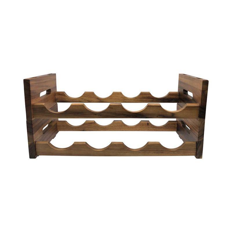 Kalmar Home  Solid Acacia 4 Bottle Stackable Wine Rack