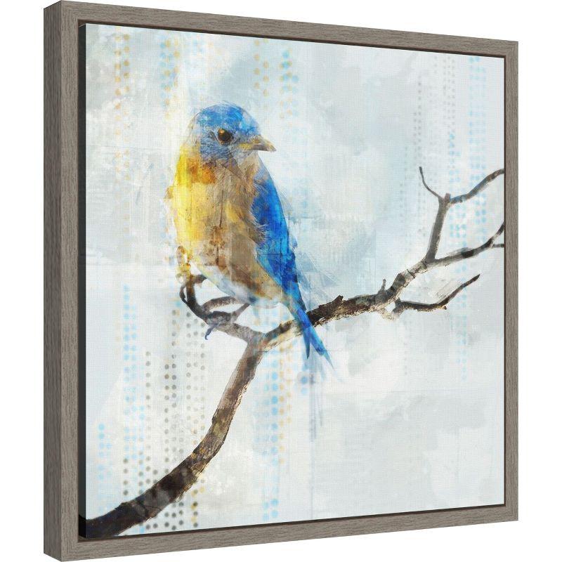 Amanti Art Little Blue Bird I by Ken Roko Canvas Wall Art Print Framed 16 x 16-in.