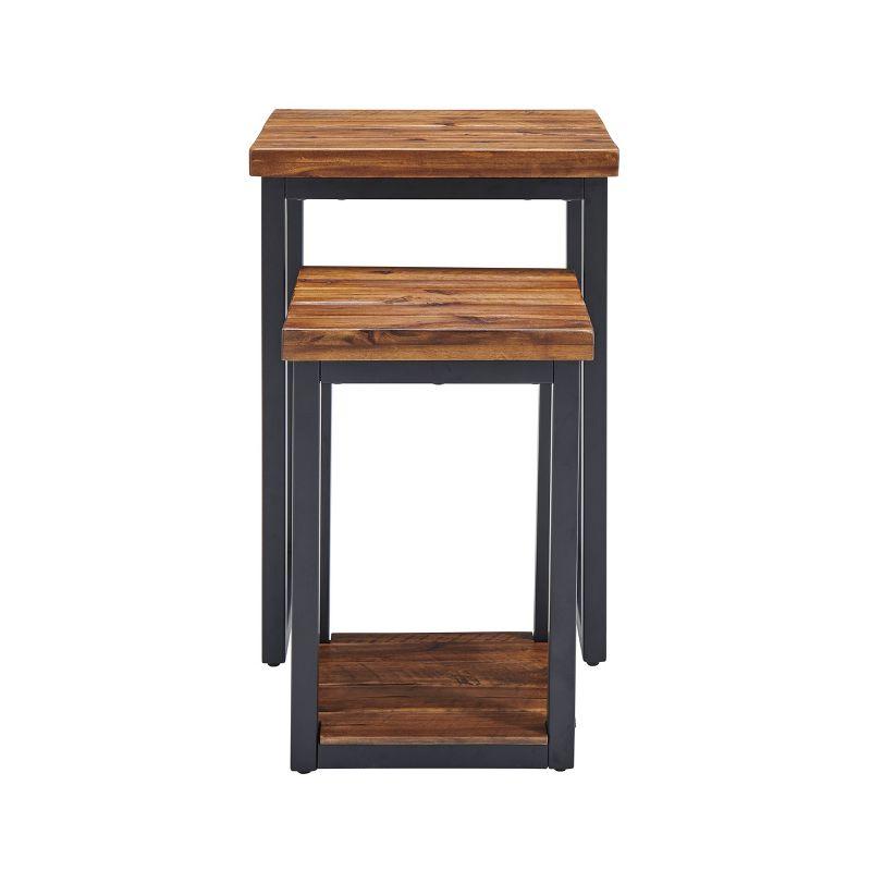 Set of Two Claremont Rustic Wood Nesting End Tables Dark Brown - Alaterre Furniture: Rectangle Shape, Stained Finish