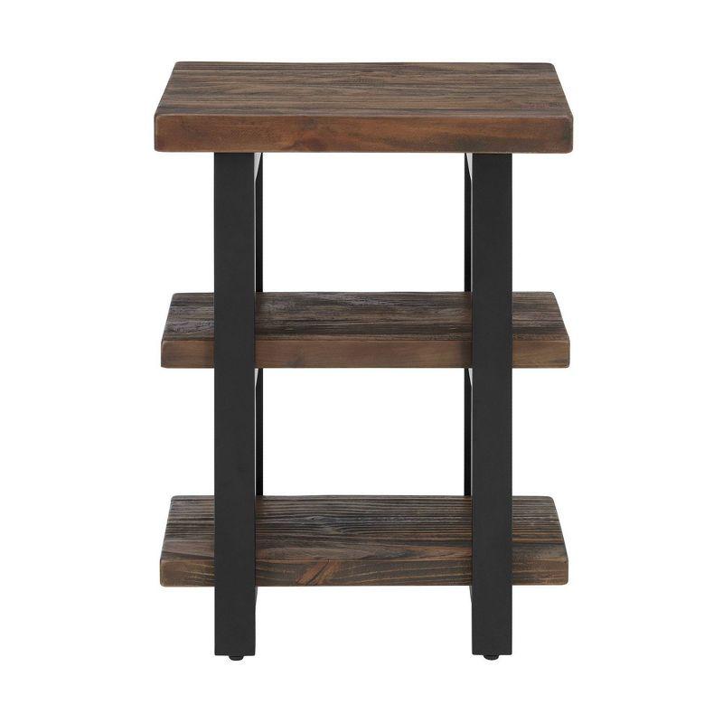 Pomona 2 Shelf End Table Reclaimed Wood Rustic Natural - Alaterre Furniture: Solid Wood, Metal Legs, 27" High, 2 Shelves