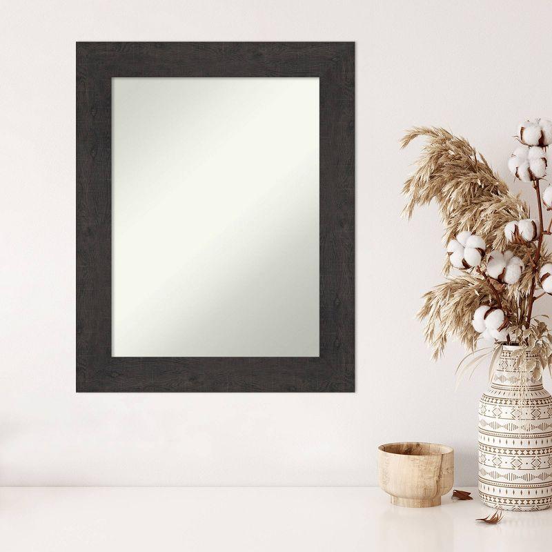 24" x 30" Non-Beveled Rustic Plank Espresso Wall Mirror - Amanti Art: Rectangle, Polystyrene Frame, Wall Mounted