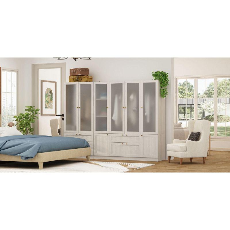 FUFU&GAGA Modern Simple Wardrobe Frosted Glass Door Combination Clothes Storage Cabinet Armoire