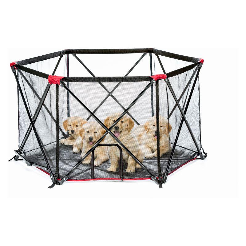 Carlson Red Six Panel Portable Pet Play Yard with Mesh