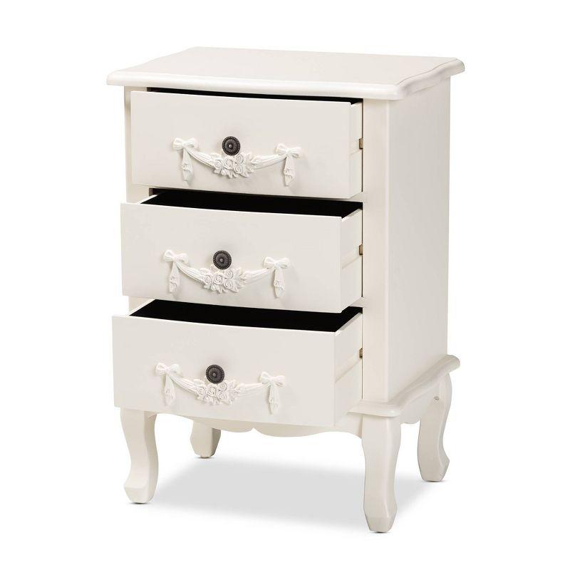 Callen Wood 3 Drawer Nightstand White - Baxton Studio