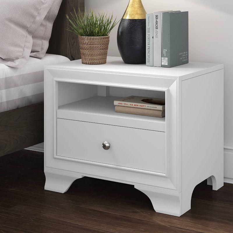 Edmond 1 Drawer Nightstand with USB White - ClickDecor