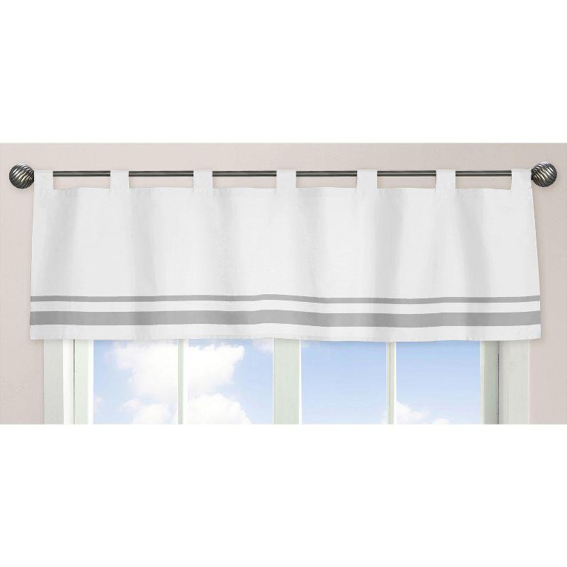 White and Gray Hotel Cotton Tab Top Tailored Curtain Valance