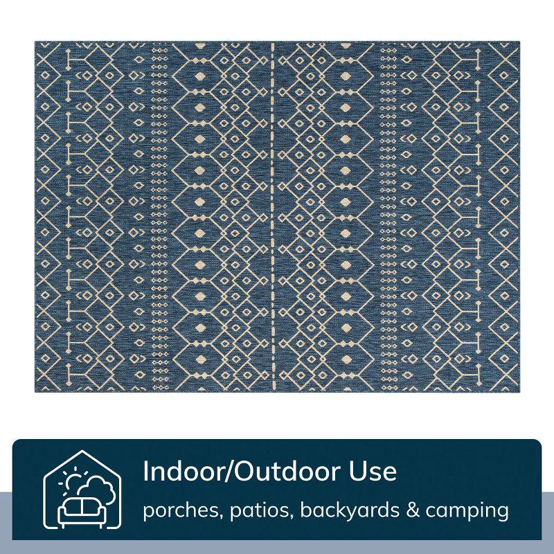 Marshanna Nord Trellis Blue Indoor/Outdoor Flat-Weave Area Rug