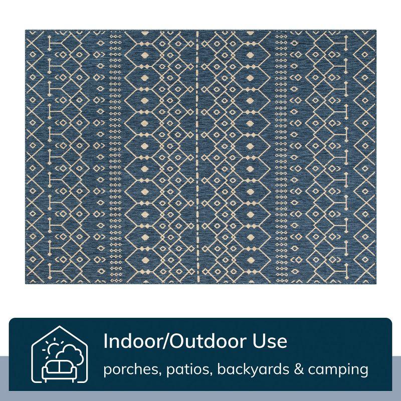 Well Woven Medusa Nord Trellis Blue Indoor/Outdoor Flat-Weave Area Rug