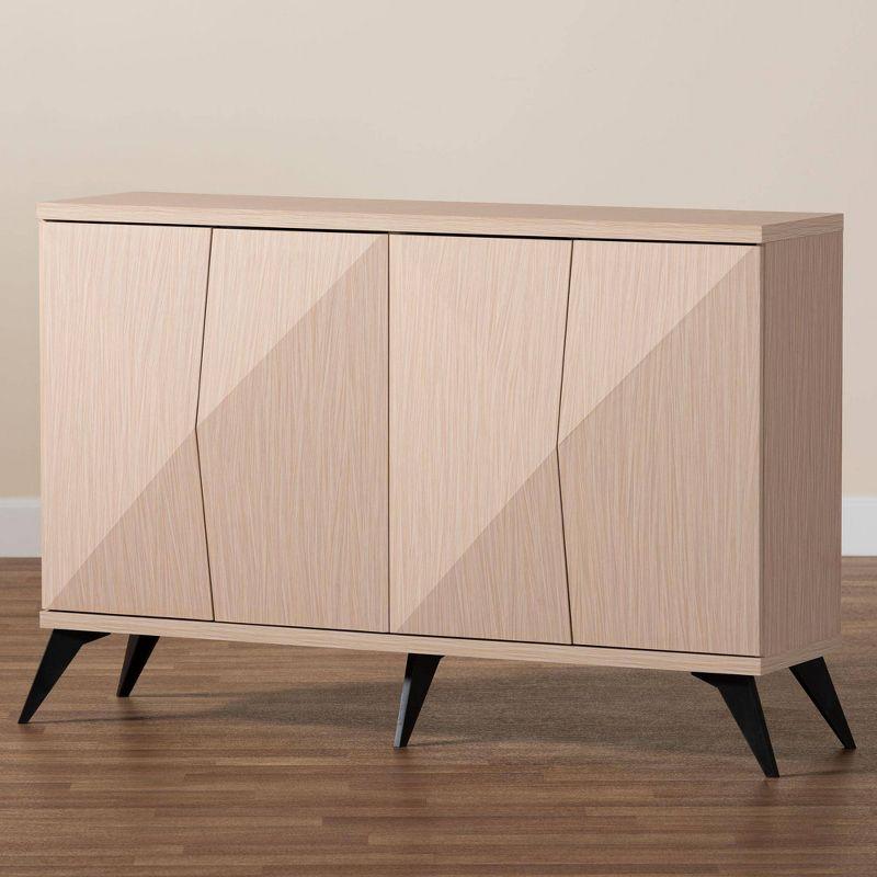 Baxton Studio Draper Two Tone Wood 4 Door Sideboard Buffet Light Brown/Black: Modern Storage Credenza