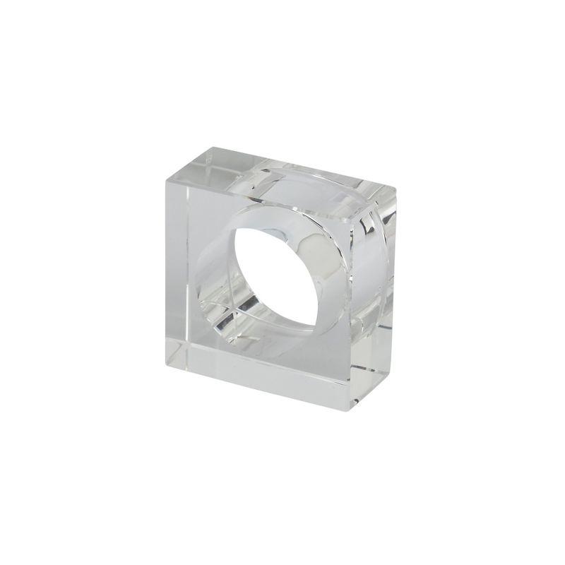 Clear Glass Square Napkin Rings Set of 4