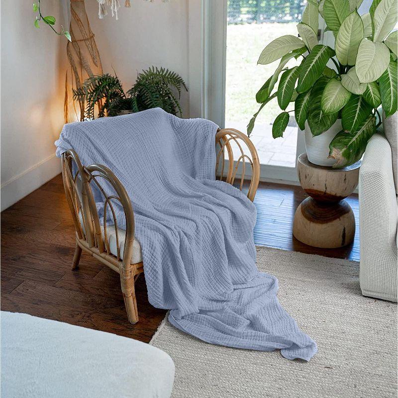 Twin Slate Grey Muslin Cotton Blanket for Adults