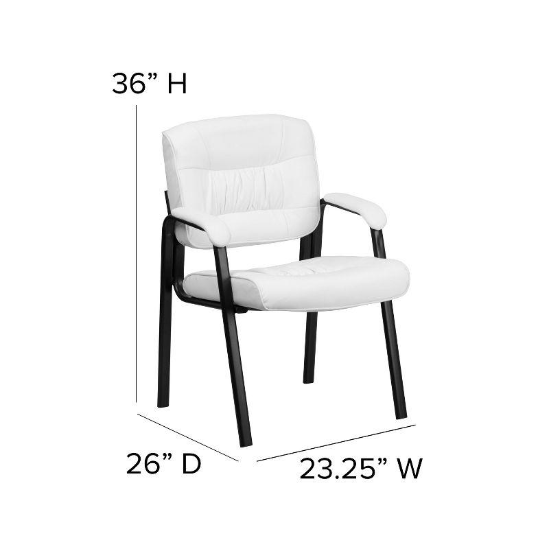 Emma and Oliver White LeatherSoft Executive Reception Chair with Black Metal Frame