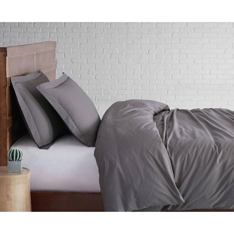 3pc Full/Queen Classic Cotton Duvet Set Gray - Brooklyn Loom