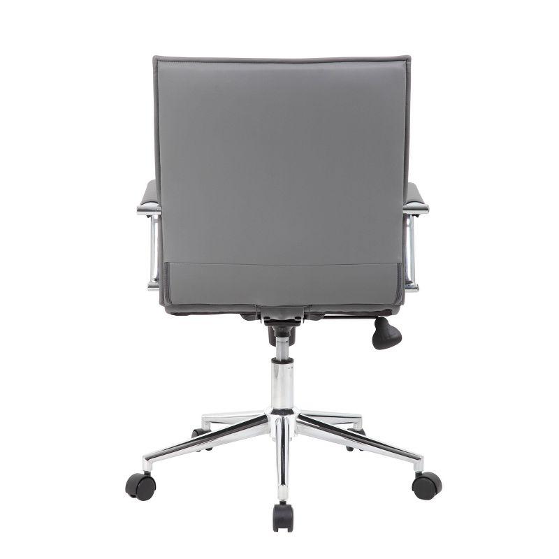 Gray Vinyl Mid-Back Task Chair with Chrome Arms