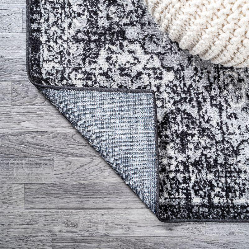 2' x 8' Modern Persian Boho Vintage Trellis Runner Rug, Black/Ivory - JONATHAN Y