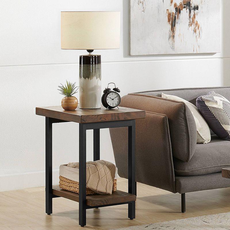 Pomona Solid Wood and Metal End Table with Shelf - Alaterre Furniture