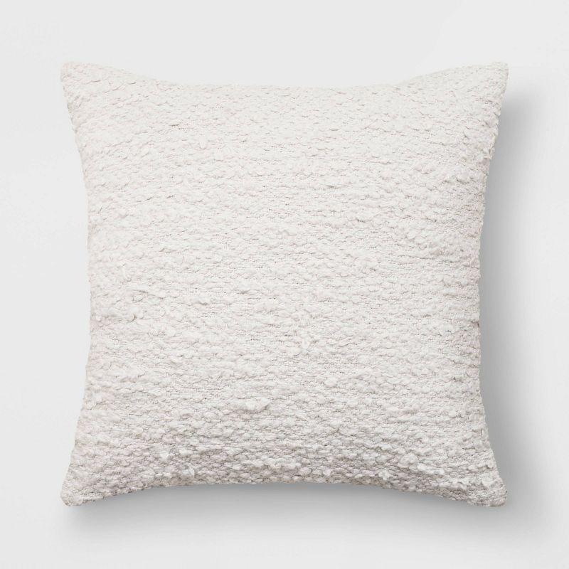 Woven Off-White Cotton Textured Square Throw Pillow