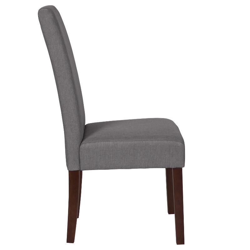 Elegant Light Gray Faux Leather Parsons Side Chair with Mahogany Legs