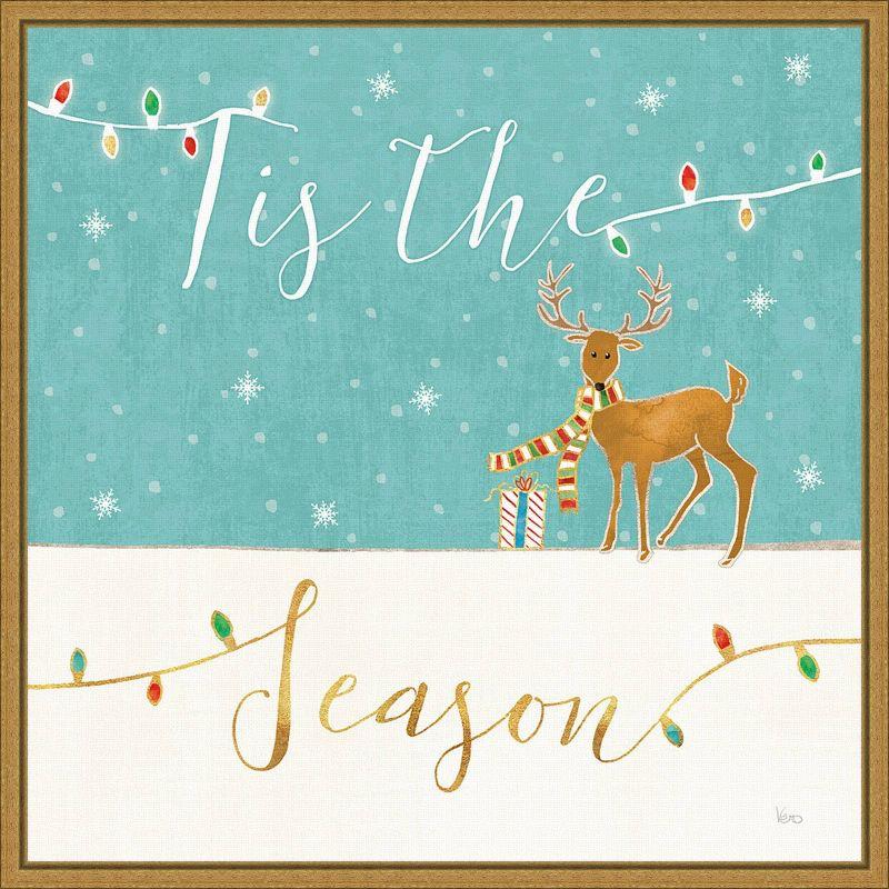 Tis the Season Christmas Reindeer Canvas Wall Art