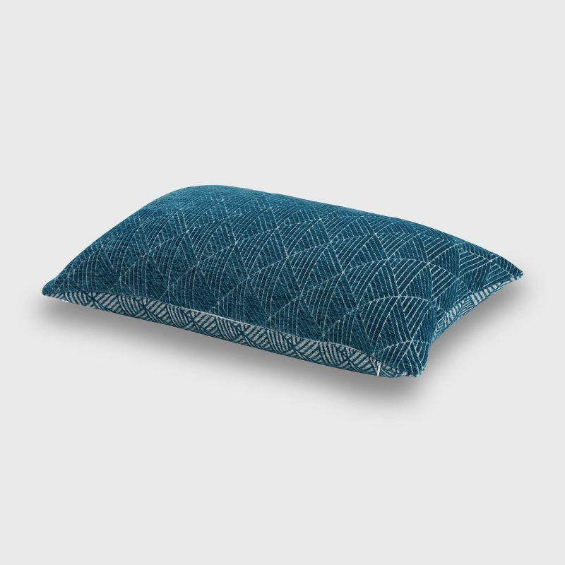 Teal Geometric Chenille Rectangular Pillow with Reversible Design