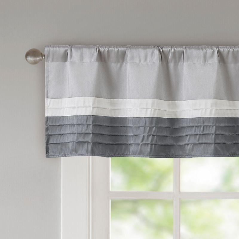 Gray and Ivory Faux Silk Pintuck Window Valance