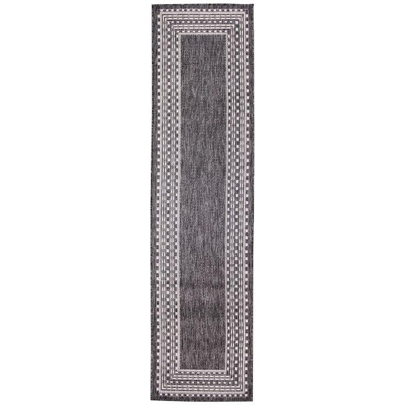 Liora Manne Malibu Etched Border Indoor/Outdoor Rug Charcoal 1'11" x 7'6"